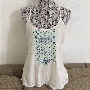 Mossimo Supply Co. Cream Embellished Fitted Camisole Size L